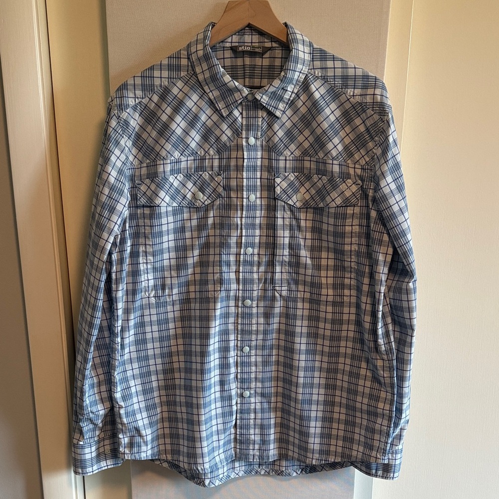 Stio Blue and White Checkered Shirt